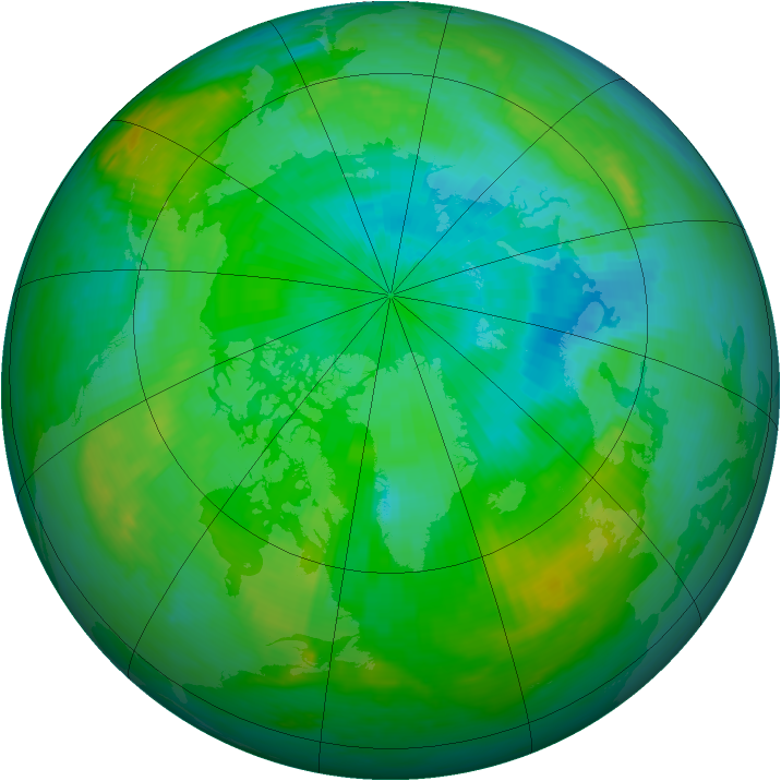 Arctic ozone map for 12 August 1985